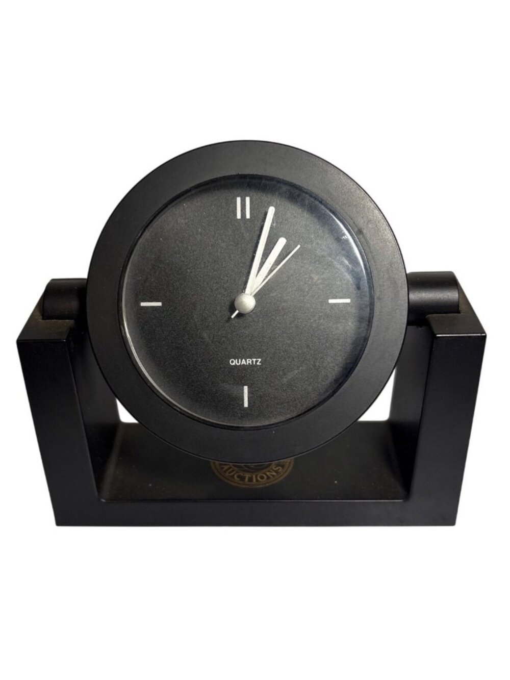 Black Quartz Desk Clock Minimalist Design & Sturdy Base 5" X 5" Height Sleek